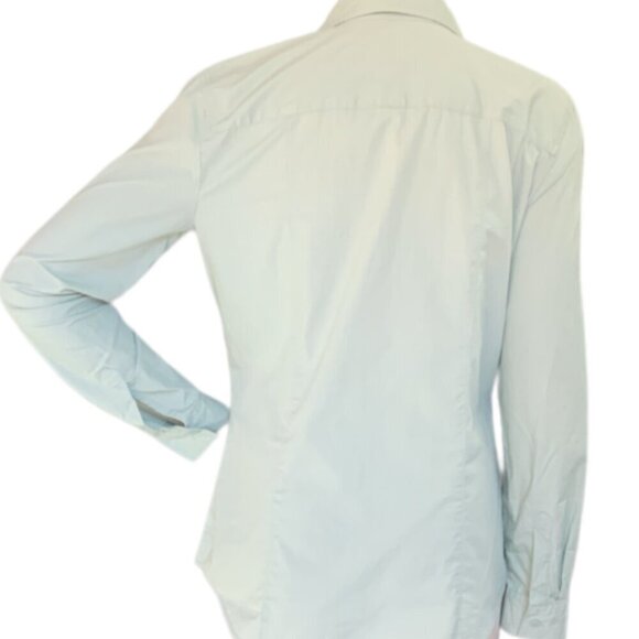 Ann Taylor Loft The Softened Shirt Sz M Cotton Button Front Pockets Green #58K - Picture 5 of 8